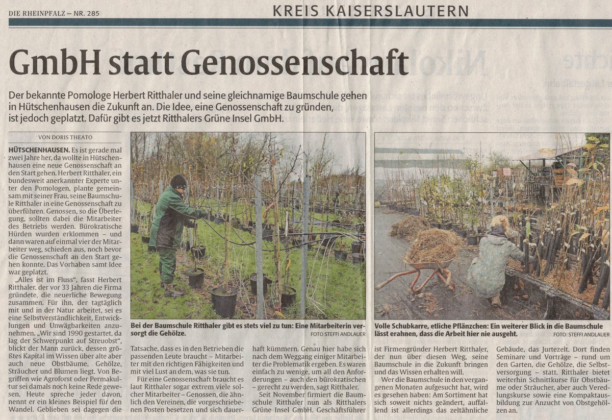 Über uns Ritthalers Grüne Insel GmbH Obst für Garten, Feld und Wiese
